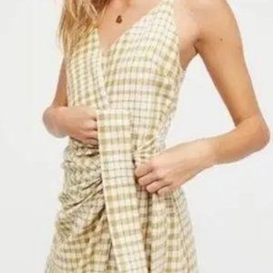 Free People Green Gingham Noida Mini Dress | Size 2